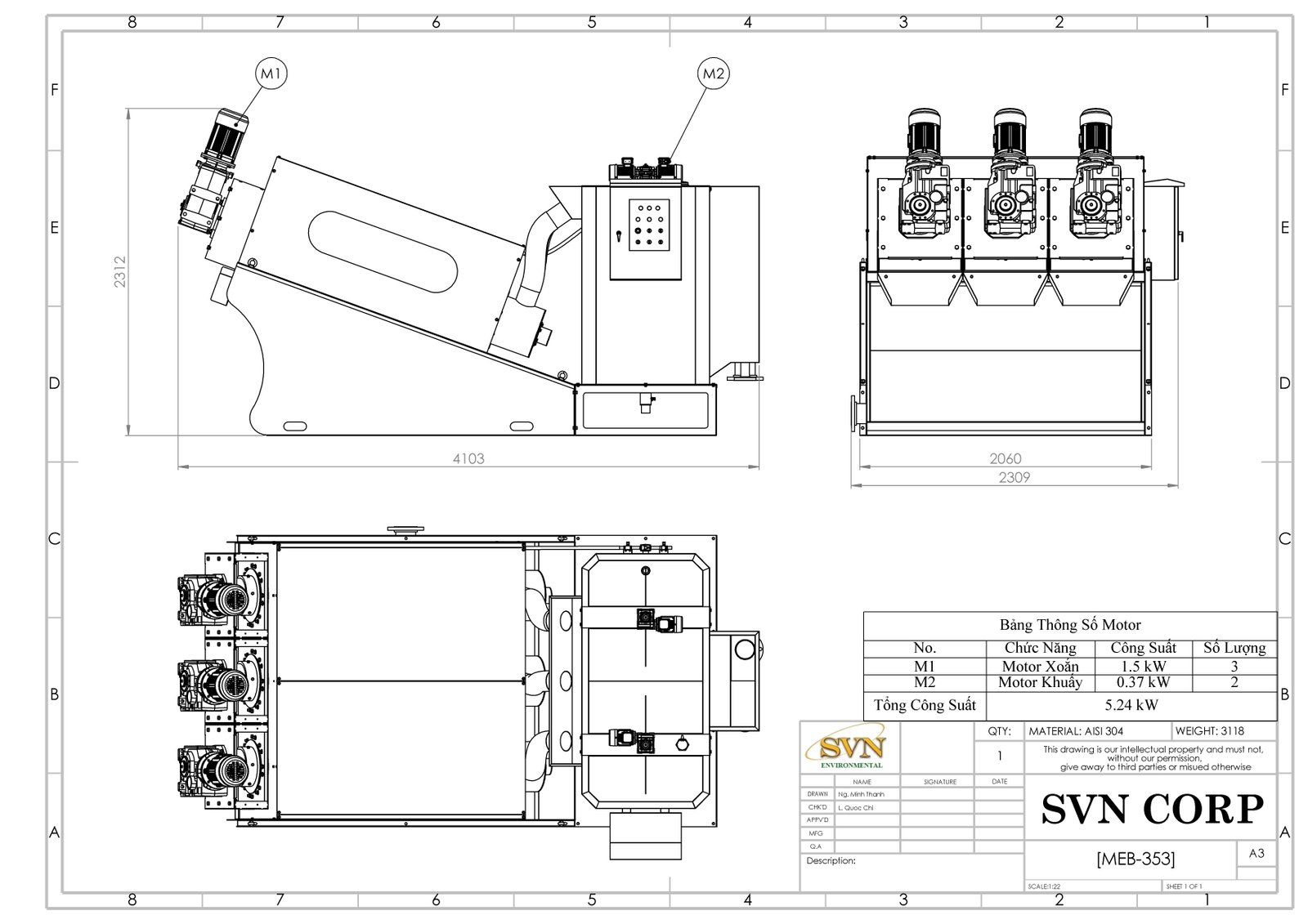 Máy ép bùn trục vít vận hành 24/7